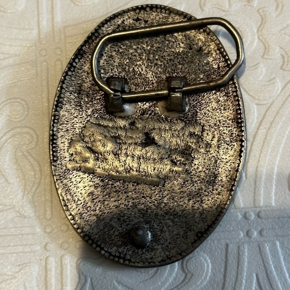 Rubyrudi Artist Western Belt Buckle Hand Crafted OOAK Blue Glitter Glass Rugged main image 11